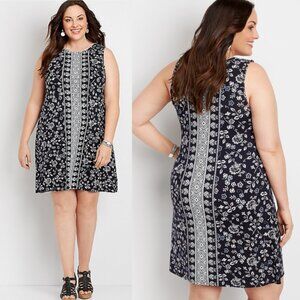 Maurices 24/7 Blue Floral Twisted Arm Shift Dress Size 3  24/26W